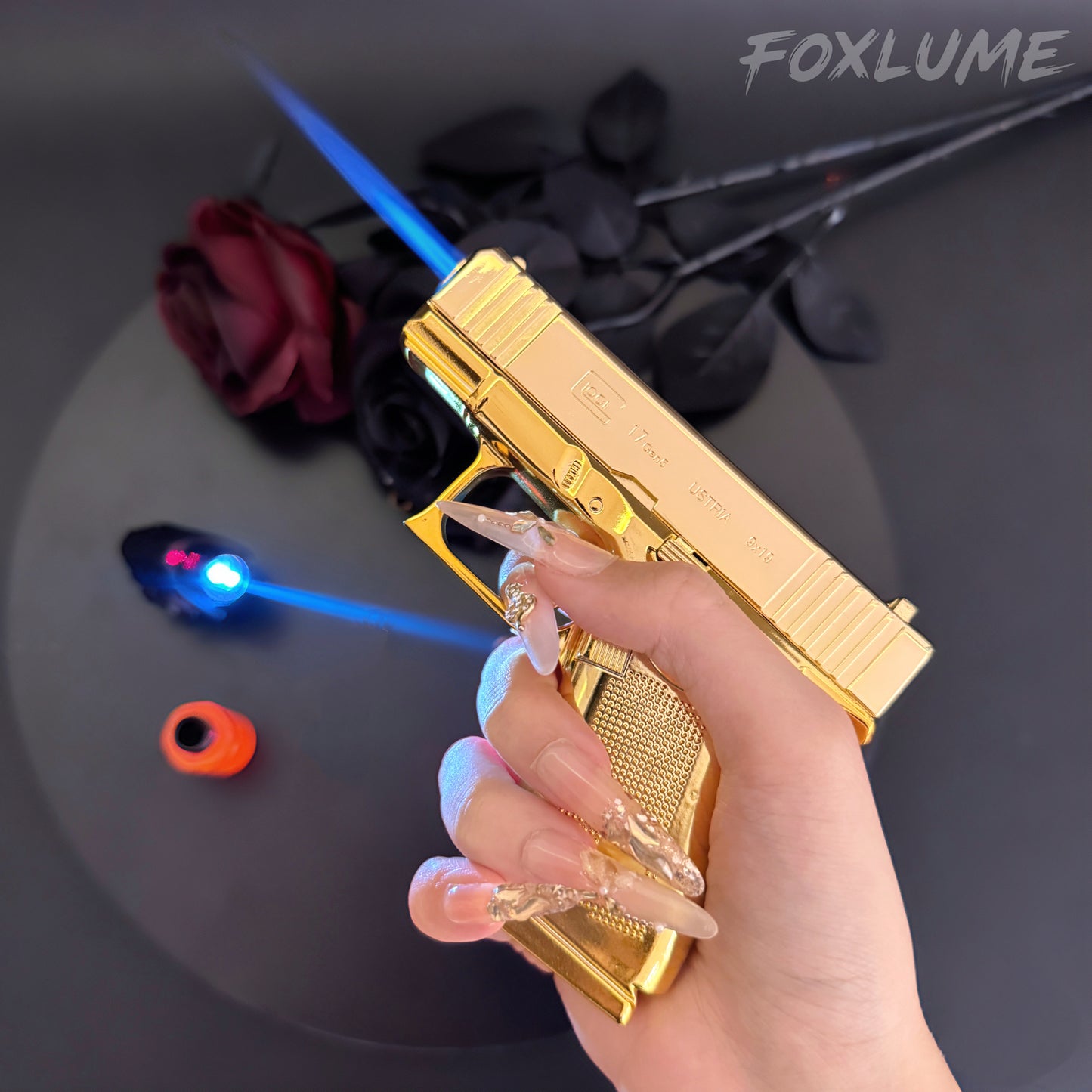 FoxLume Glock 17 - Shaped Windproof Metal Lighter | Dual Flame | Refillable Butane Lighter(Without Fuel)