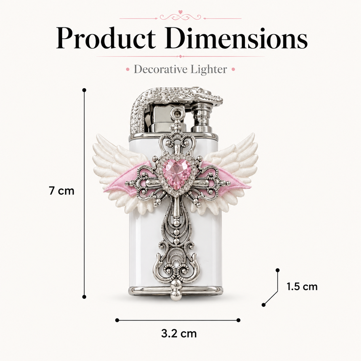 Cute style Bow Dual-Flame Lighter with Rhinestone Accent, Decorative Metal Pocket Lighter, Pink & White,Black( No Fuel Included)