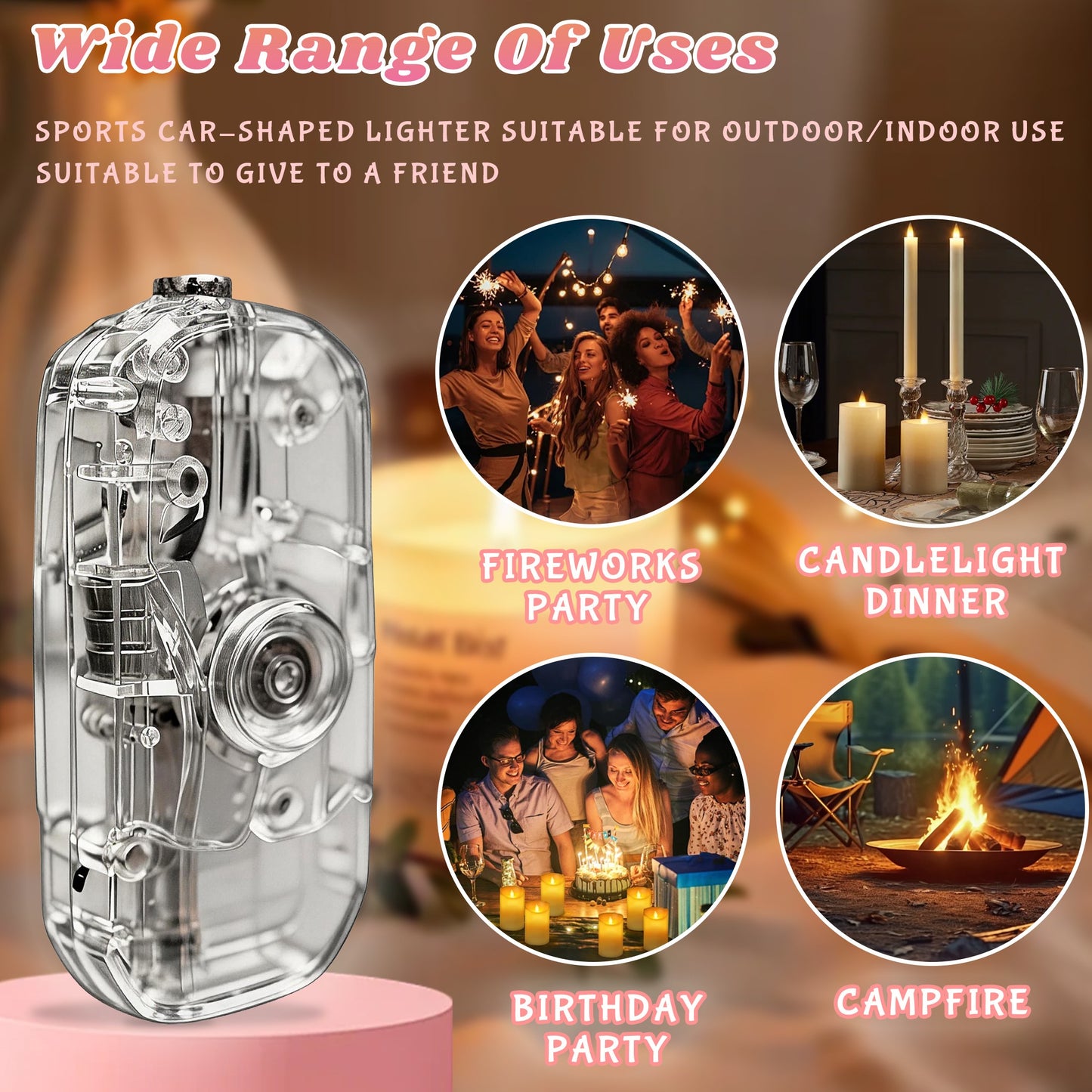 Transparent Decompression Windproof Lighter with DIY Stickers&Gift box