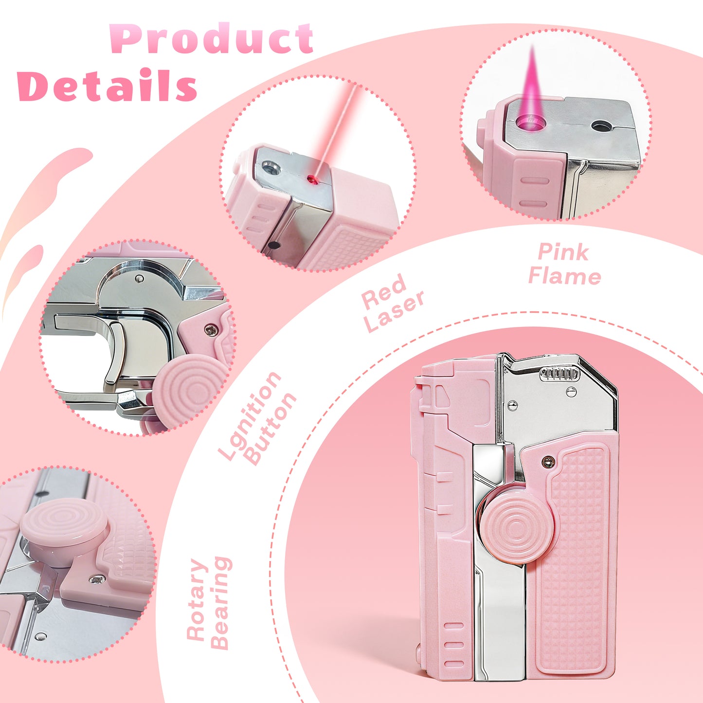 Ladies's  Fingertip Gyroscope Butane Lighter-Metallic Texture, Elegant Gifts [Without Butane]