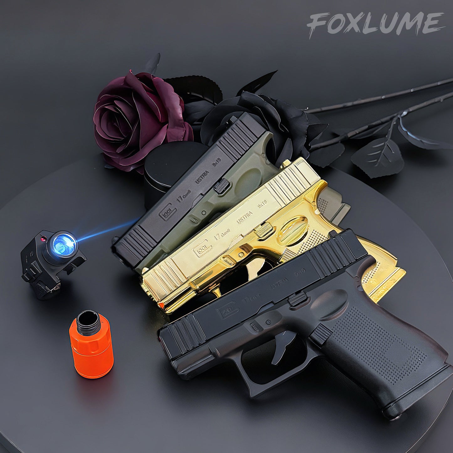 FoxLume Glock 17 - Shaped Windproof Metal Lighter | Dual Flame | Refillable Butane Lighter（Without Fuel）