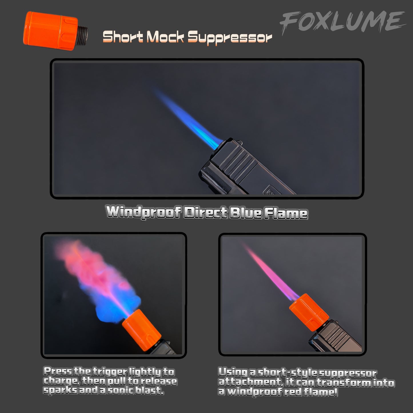[FoxLume] Glock-Shaped Windproof Metal Lighter [Without Fuel]