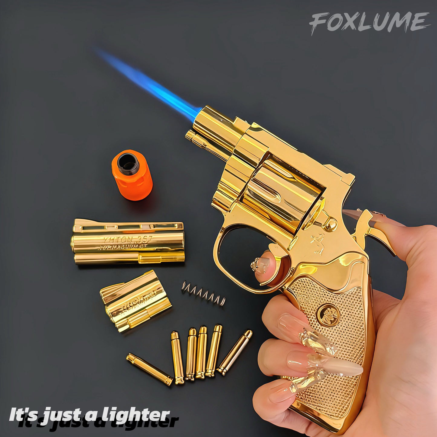 Foxlume Revolver Windproof Metal Lighter | Adjustable & Refilable | Fuel Not Included
