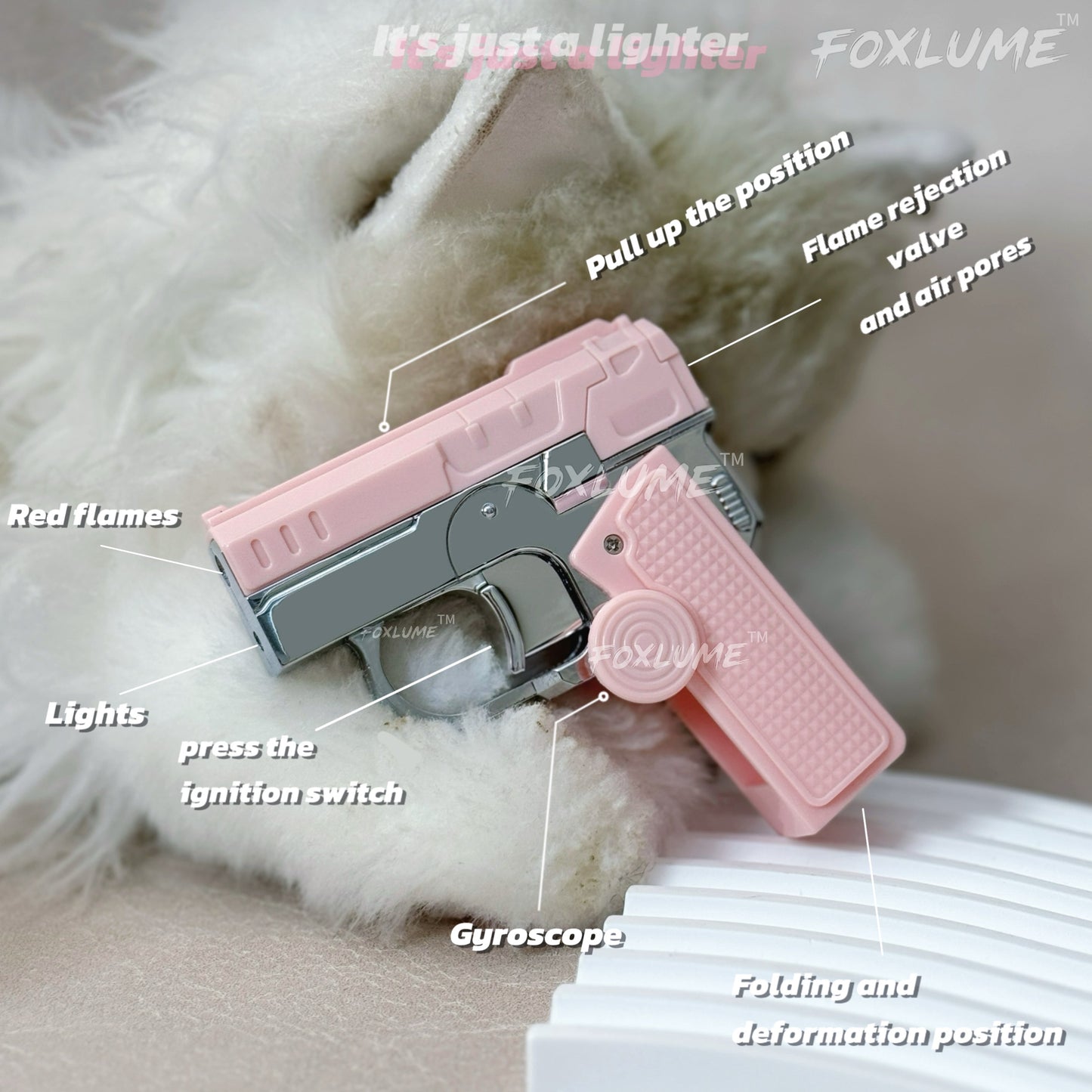 Elegant Fidget Lighter:-Foldable Windproof Flame with Gyroscope for Stress Relief
