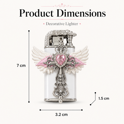 Cute style Bow Dual-Flame Lighter with Rhinestone Accent, Decorative Metal Pocket Lighter, Pink & White,Black( No Fuel Included)