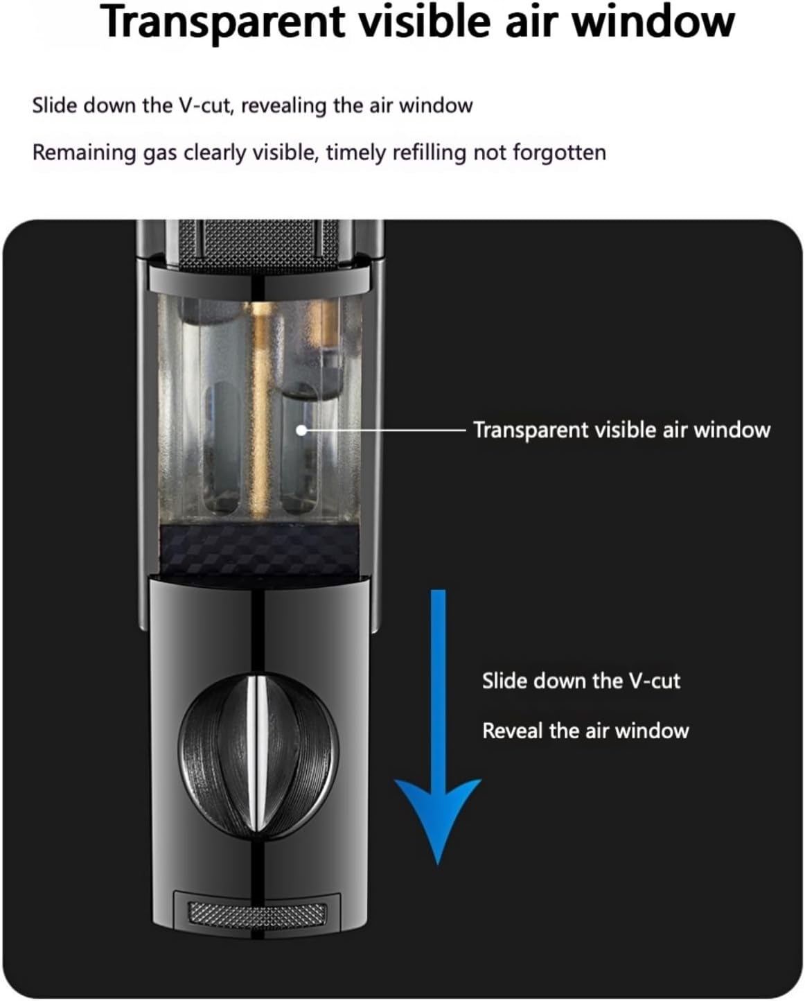 All-in-One Cigar Torch Lighter Set with V Cutter, Punch and Holder, Windproof Triple Jet Refillable Butane Lighter Kit with Present Box, Adjustable Flame (Gas Not Included)