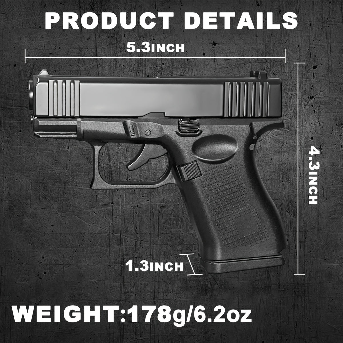 FoxLume Glock 17 - Shaped Windproof Metal Lighter | Dual Flame | Refillable Butane Lighter（Without Fuel）