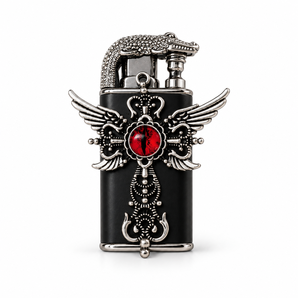 Cute&Elegant style Bow Dual-Flame Lighter with Rhinestone Accent, Decorative Metal Pocket Lighter, Pink & White,Black( No Fuel Included)