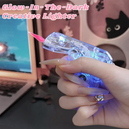 Transparent Decompression Windproof Lighter with DIY Stickers&Gift box
