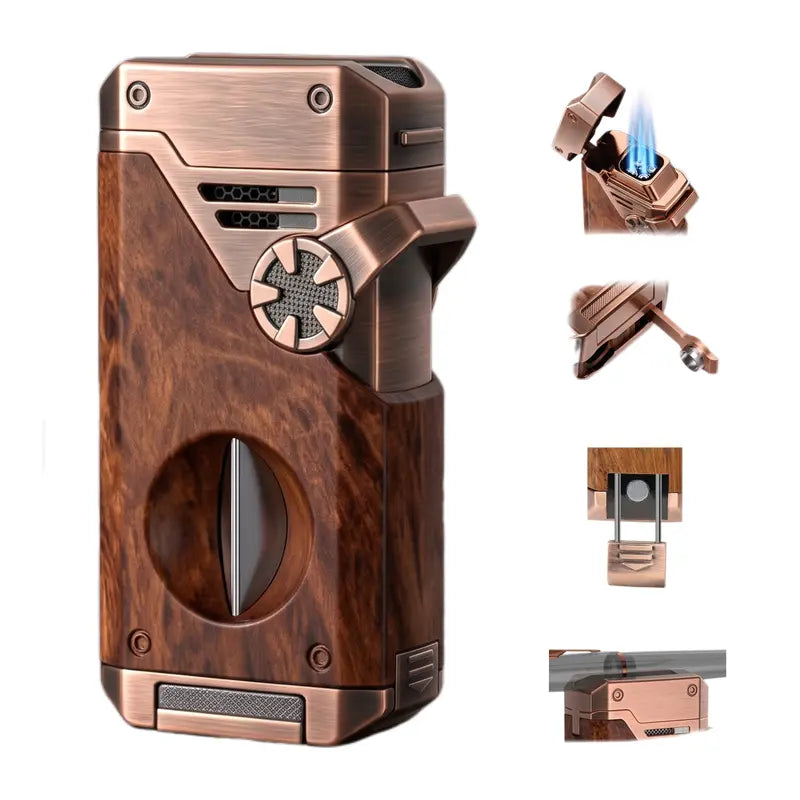 (Gas Not Included) Multi-Tool 4 Flame Lighter, Windproof Refillable Butane Lighter, Adjustable Flame EDC Tool for Outdoor Camping & Daily Use, Gift Choice for Men, Boyfriend, Dad & Business
