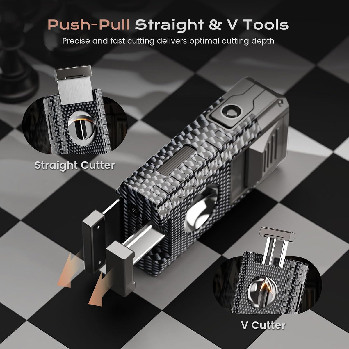 6-in-1 Torch Lighters, Torch Lighter with V & Straight Cutter, Punch, Holder, Draw Enhancer Tool, Triple Windproof Flame, All-in-one Lighter with Multi-Functional Accessory, Refillable Butane Lighters