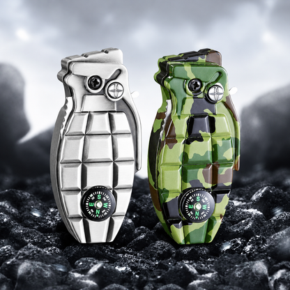 Military-Inspired Windproof Butane Lighter with Folding Knife, Compass & Safety Lock – Camping Fire Starter and Gift for Outdoor Enthusiasts (Butane Fuel Sold Separately)