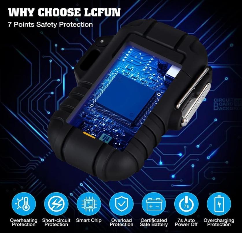 LighterFox Waterproof Electric  Dual Arc Lighter, USB Rechargeable Flameless Plasma Lighters