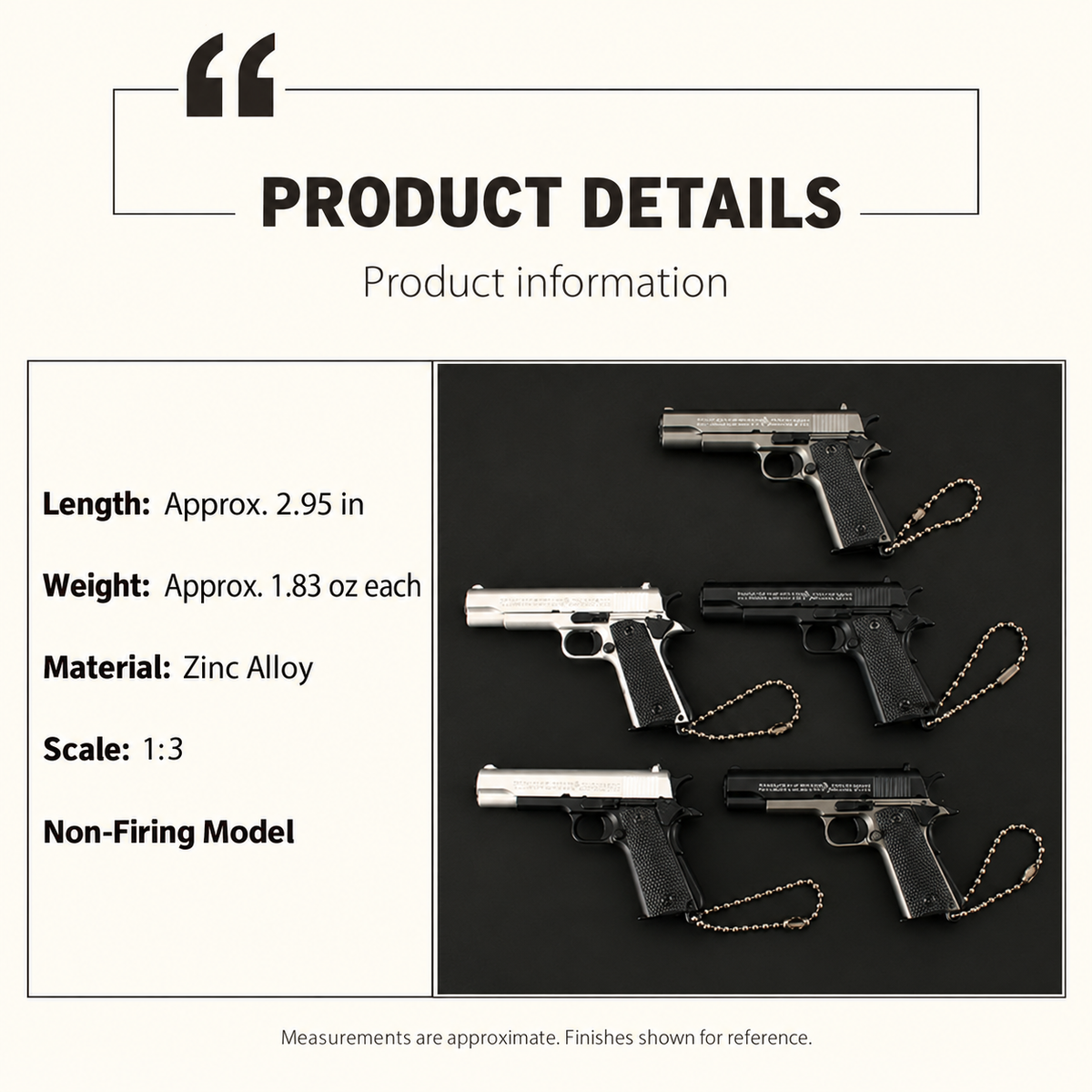 1:3 Mini 1911-Style Metal Collectible Model – Non-Firing, Take-Apart Design