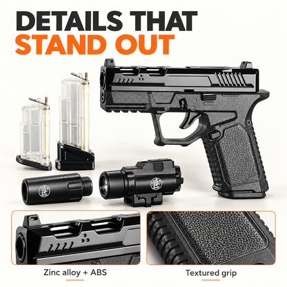 Black Pistol-Shaped Butane Torch Lighter Set with Rechargeable Light, Black Tip & 2 Interchangeable Fuel Reservoirs — Butane Not Included