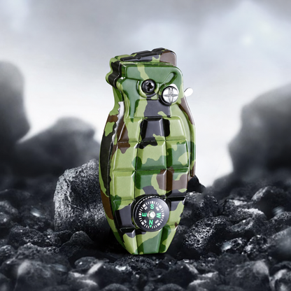 Military-Inspired Windproof Butane Lighter with Folding Knife, Compass & Safety Lock – Camping Fire Starter and Gift for Outdoor Enthusiasts (Butane Fuel Sold Separately)
