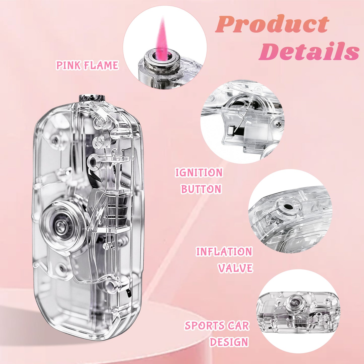Transparent Decompression Windproof Lighter with DIY Stickers&Gift box
