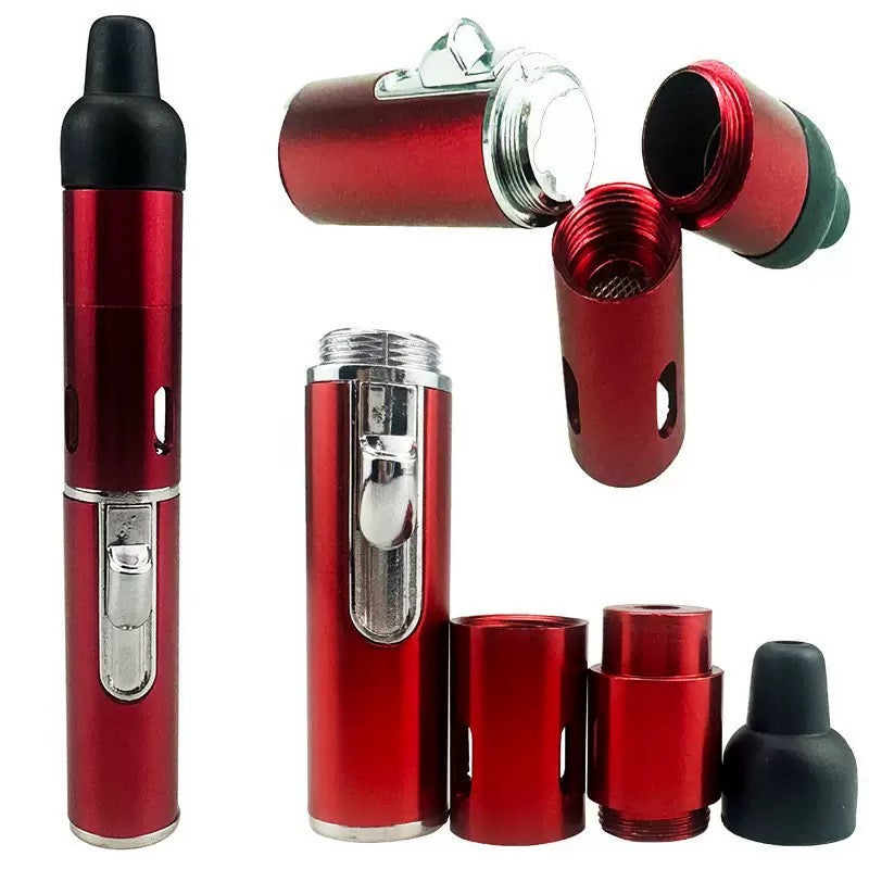 [Lighter only (Without Butane)]Refillable Metal Butane Pipe&Torch 2 IN 1 Lighter